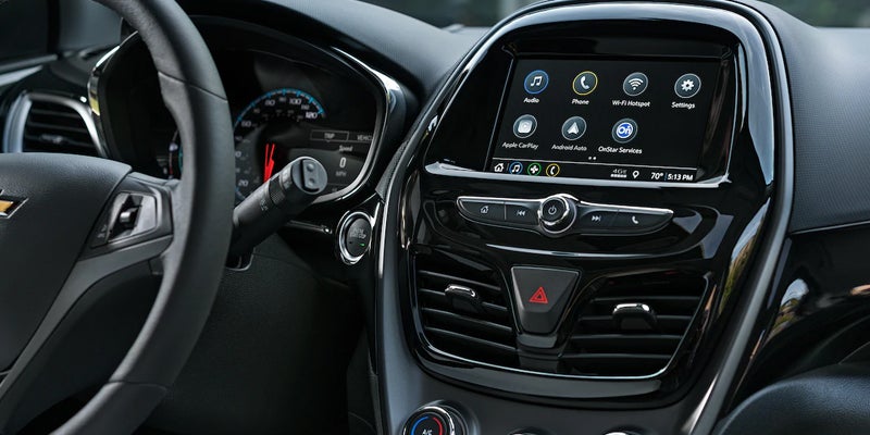 Close up view of the dashboard in a Chevrolet Spark