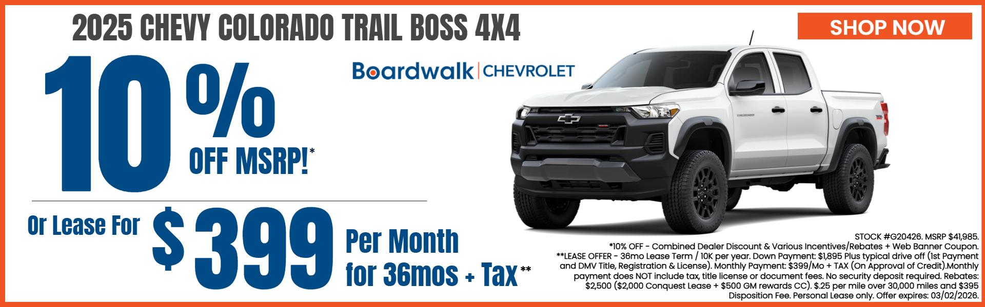 COLORADO OFFERS FROM BOARDWALK CHEVROLET