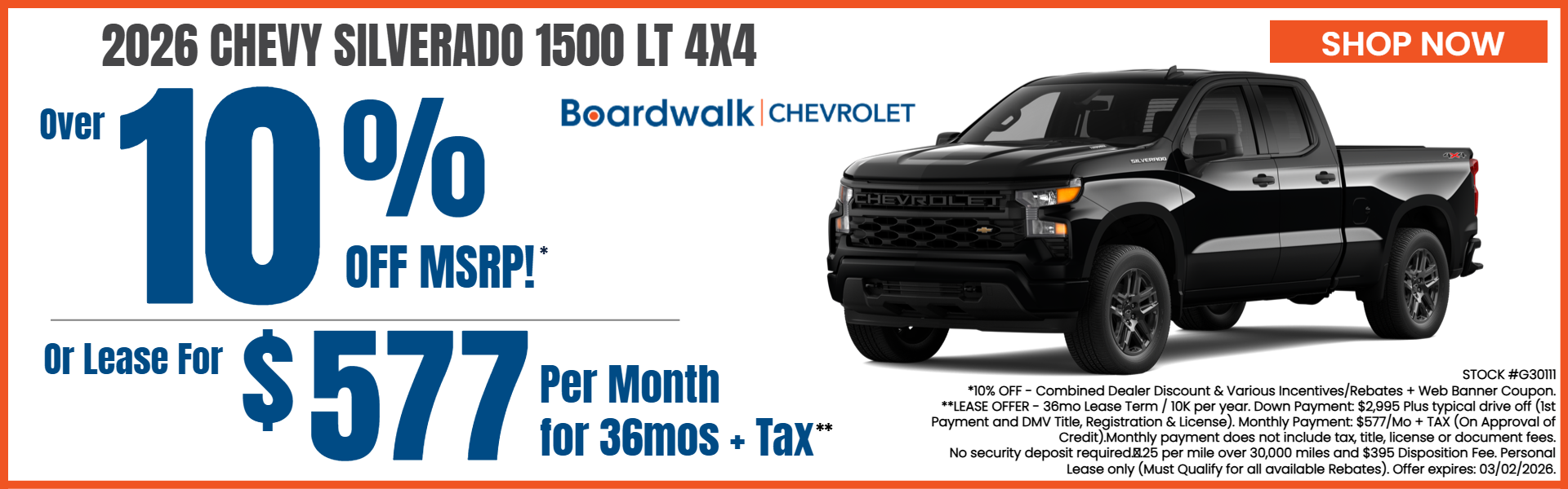 SILVERADO 1500 OFFERS FROM BOARDWALK CHEVROLET