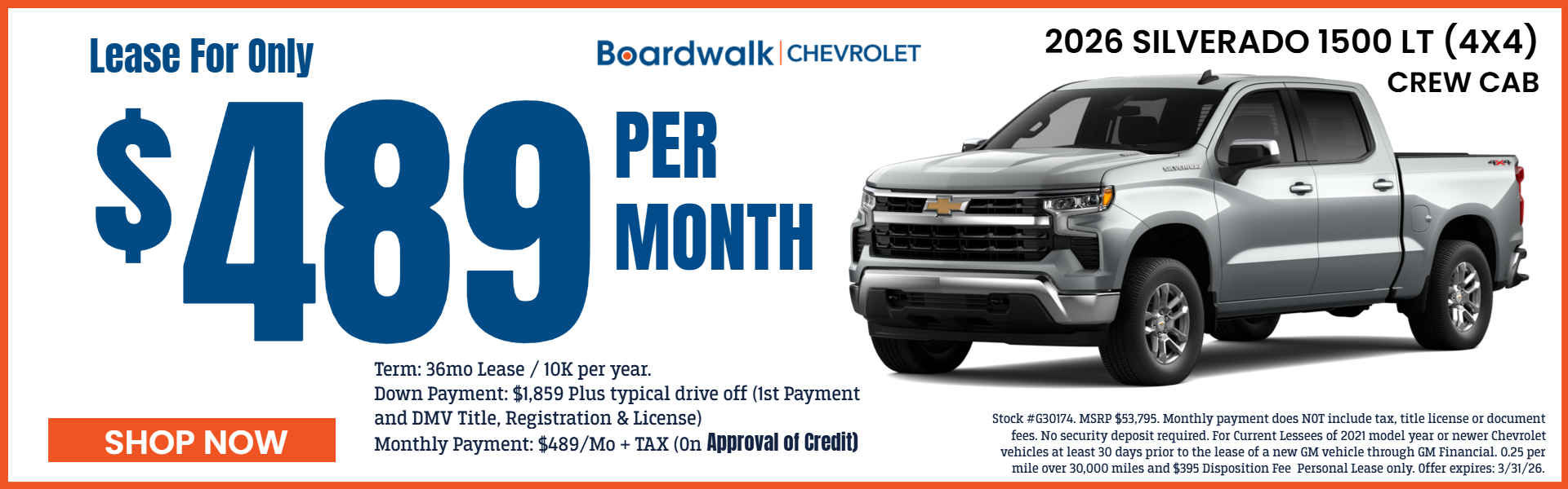 SILVERADO 1500 OFFERS FROM BOARDWALK CHEVROLET
