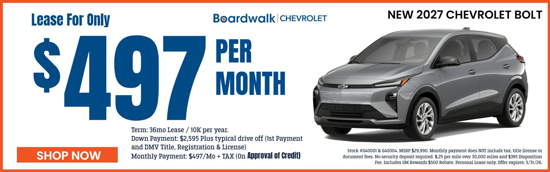 NEW 2027 BOLT OFFERS FROM BOARDWALK CHEVROLET
